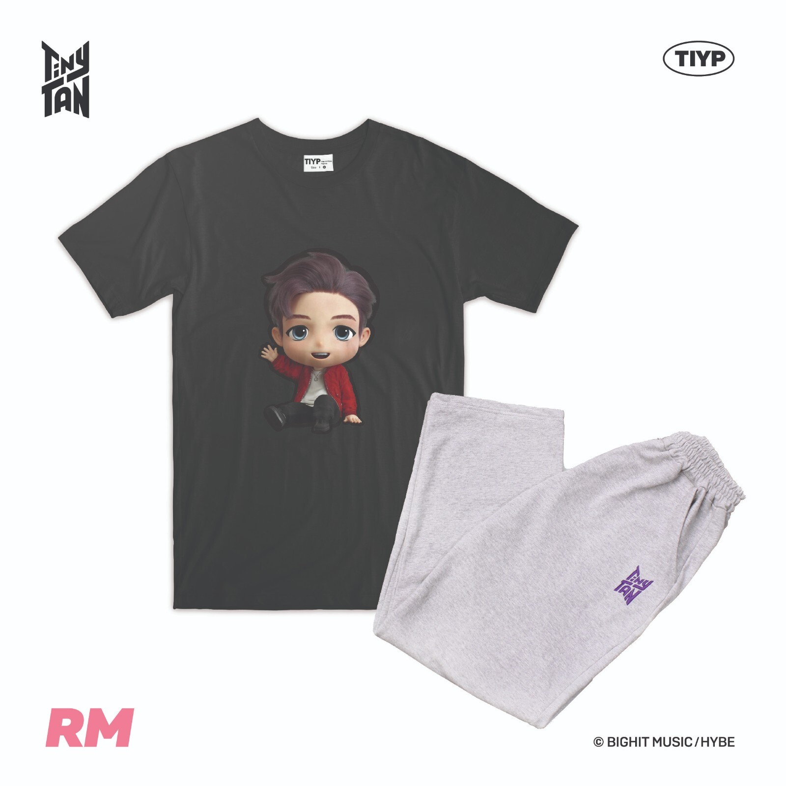 BTS TinyTAN Official Authentic 3D Black Loungewear by TIYP