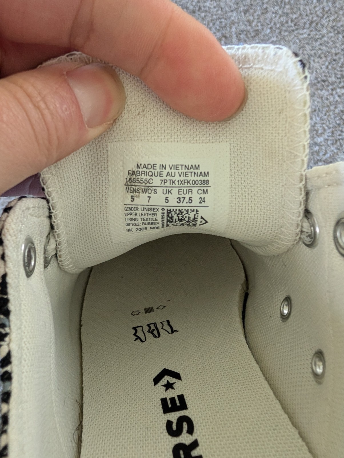Converse CTAS Sneaker Low Ox Unisex Snow Leopard Flocked Canvas Men 5 Women 7