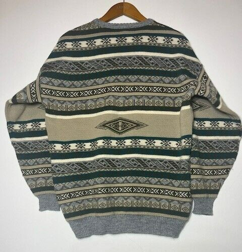 Men’s Quality Menswear by Bonart Colorful Geometric Sweater Sz L