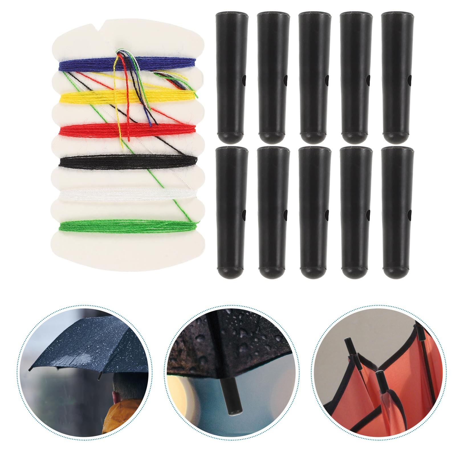 10Pcs Black Plastic Umbrella Tail Beads Folding Umbrella Parts Rain Tail Head…