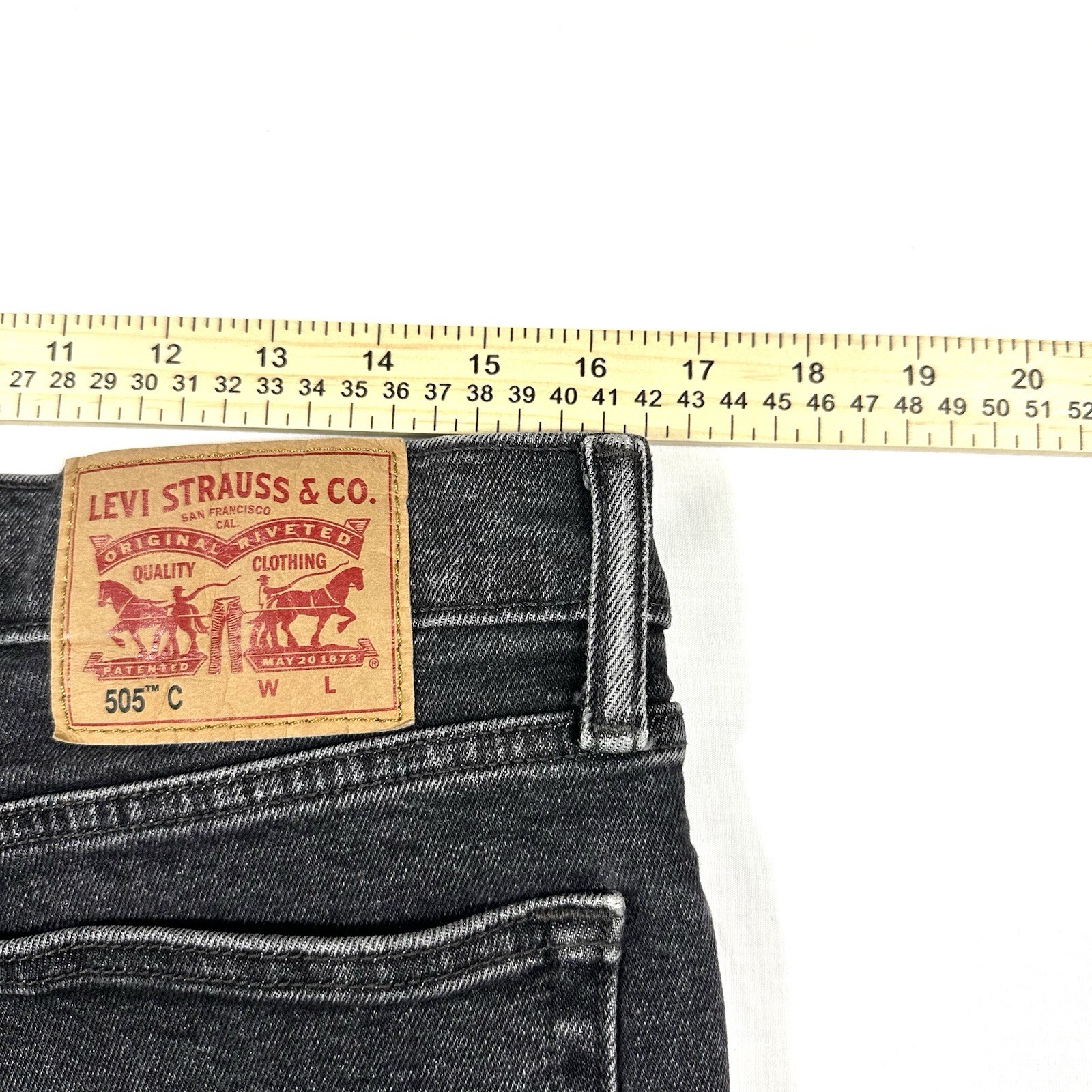 Levi’s 505c Grey Denim Slim Jeans “32×28” with custom length & distressing