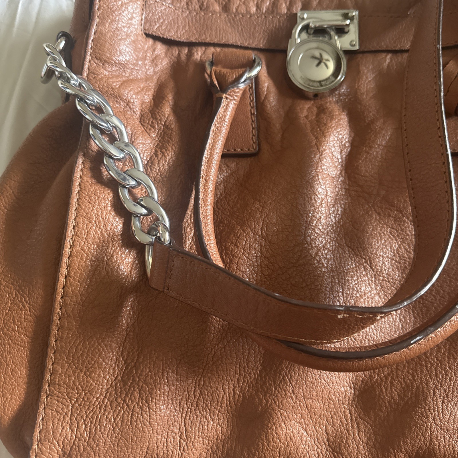 Michael Kors Hamilton Large Saffiano Leather Large Tote ShoulderBag Camel Brown