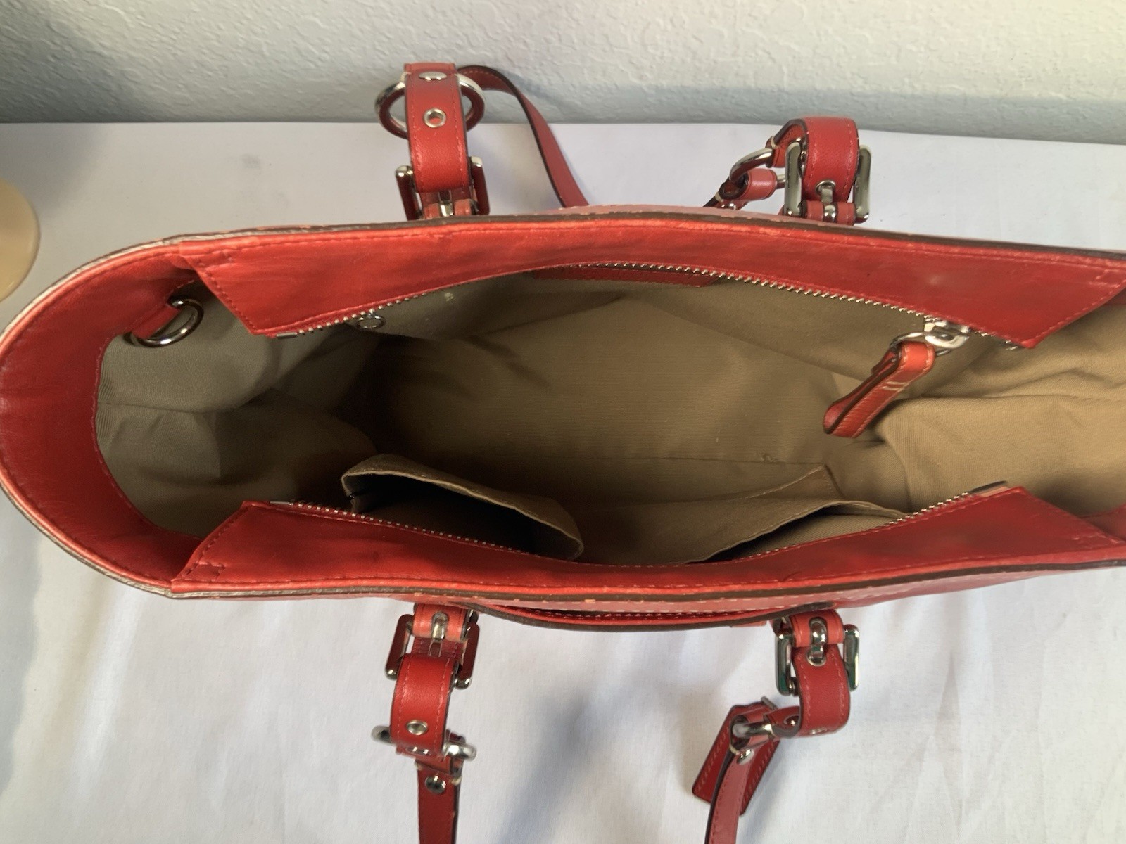 Coach Vintage 2008 Gallery Tote Bag Red Leather Shoulder Purse F11524 Y2K