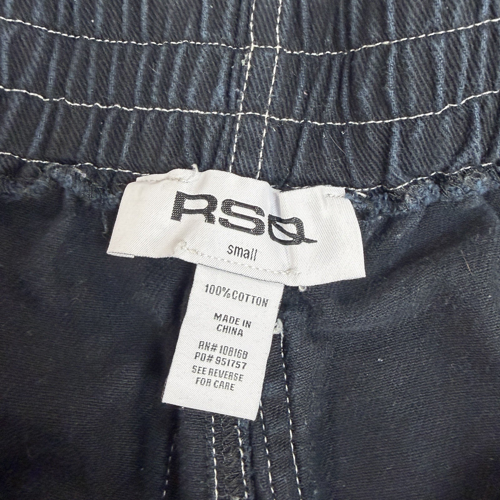 RSQ Cargo Pants Womens Small Black Contrast Stitch Y2K Wide Leg