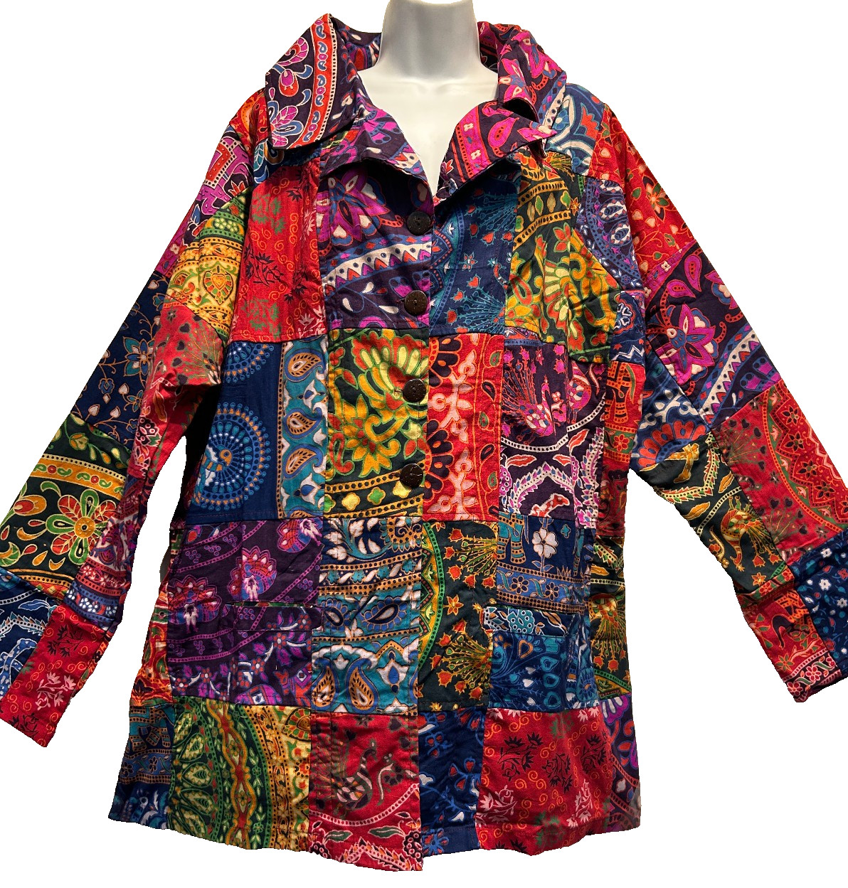 Nwt FUNKY STUFF patch hippie pocket cotton button TOP JACKET VVL 2X Free shipp