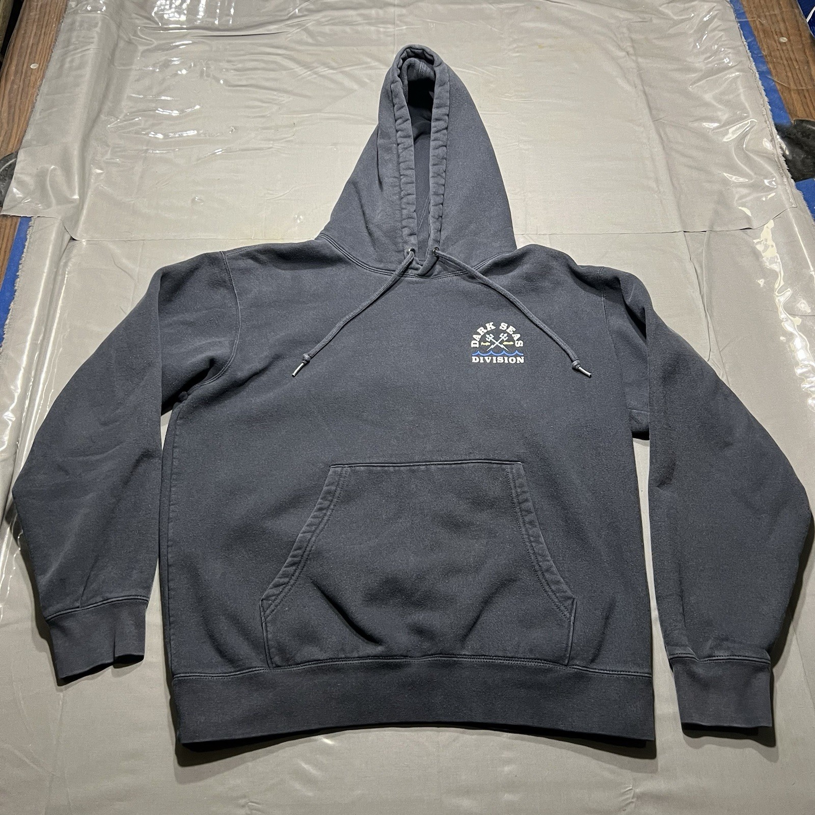 Dark Seas Division Hoodie Mens Medium Navy Nautical Heavyweight Graphic Print