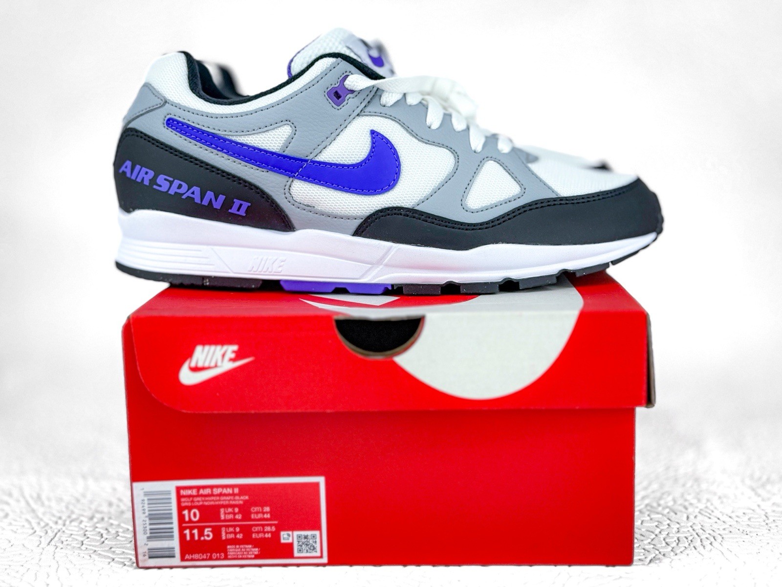 Nike Air Span 2 Wolf Grey Hyper Grape Black AH8047 013 Sizes 9-13 New With Box