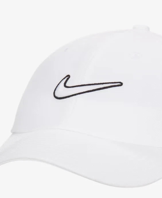 Nike Club Cap Unstructured Swoosh Hat White Black Sz Adjustable S M L FB5369 100