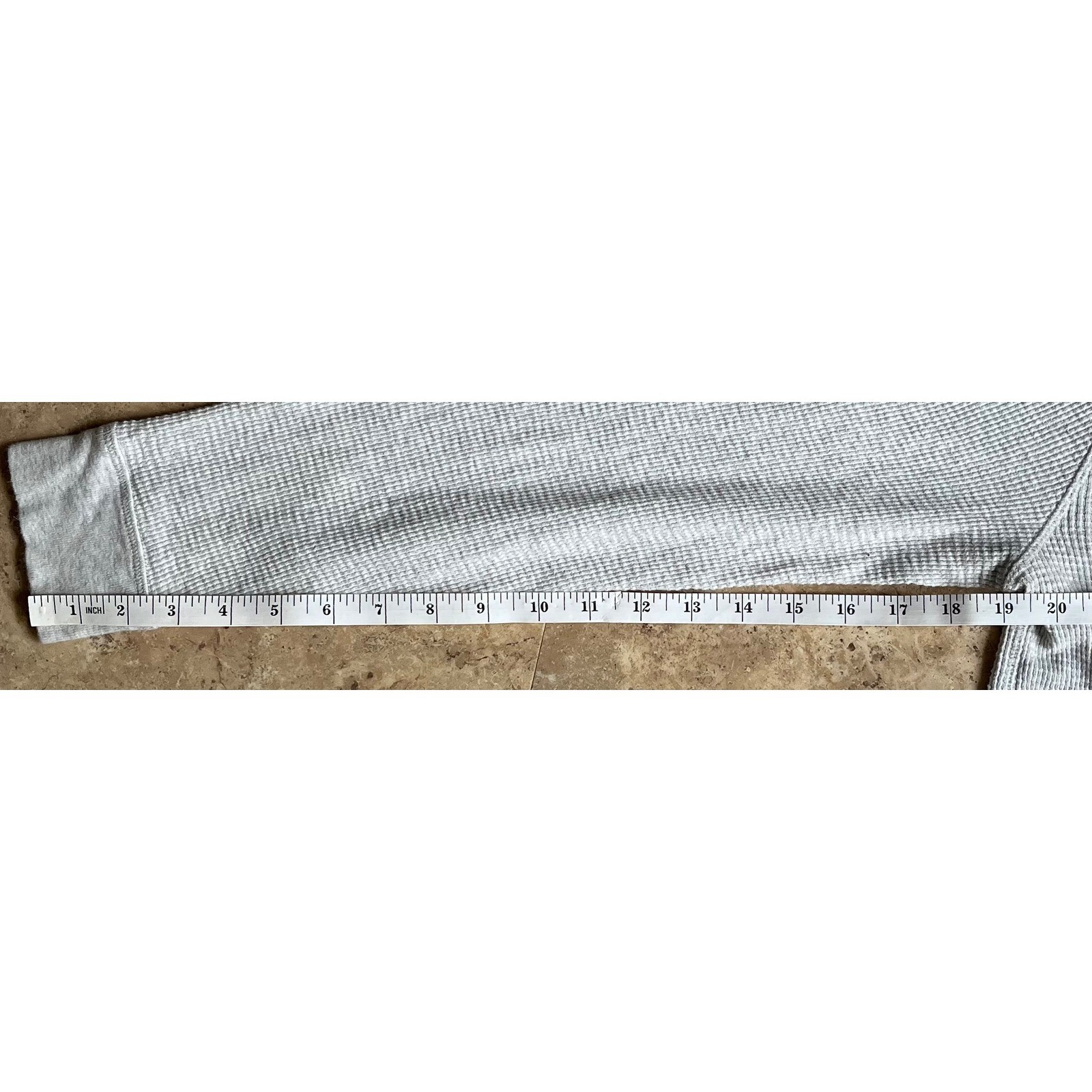 Faherty Mens Thermal Knitwear Henley Shirt Gray Waffle Knit Long Sleeve Large