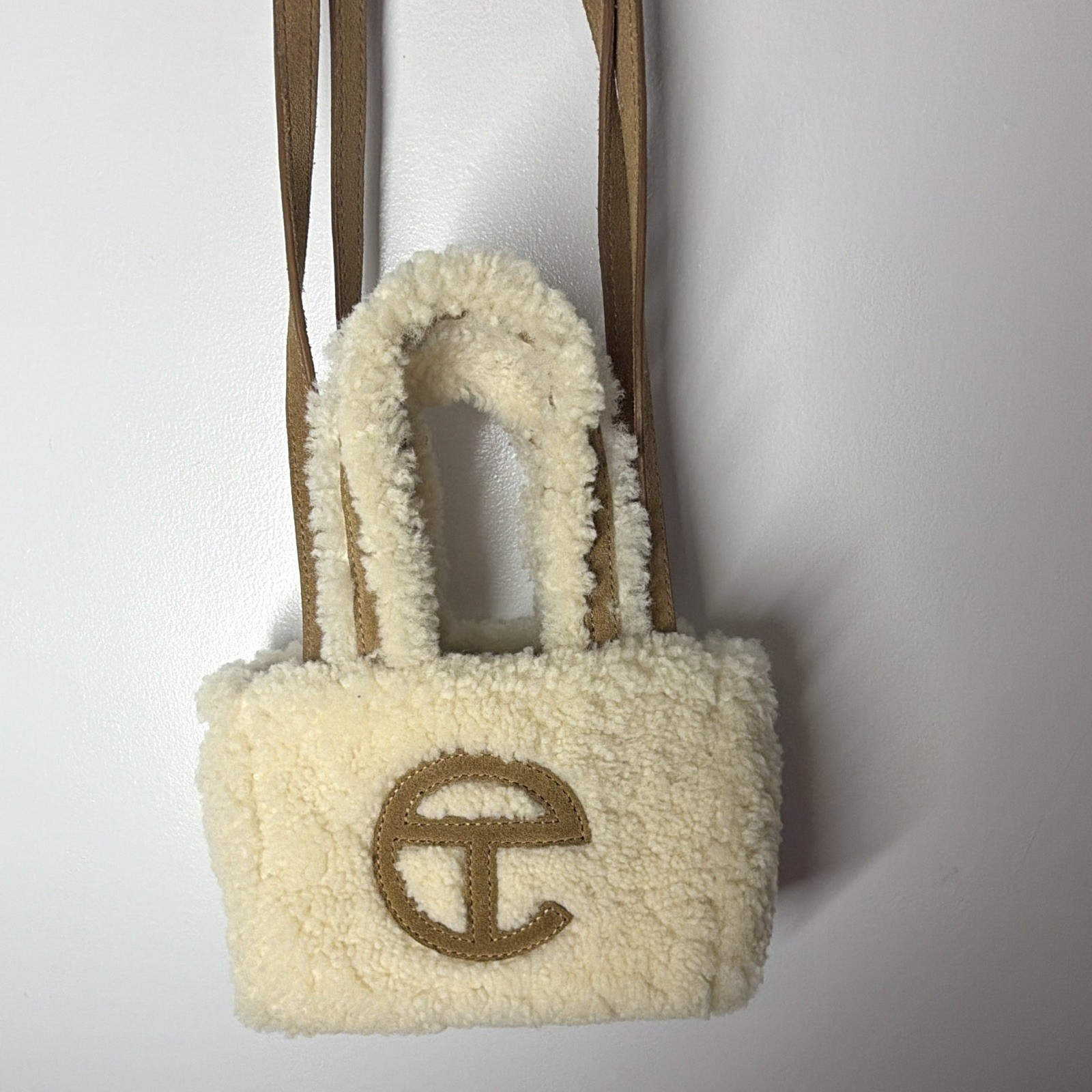 UGG x Telfar Mini Crossbody Bag, Lined, Magnetic Closure, Cream/Brown