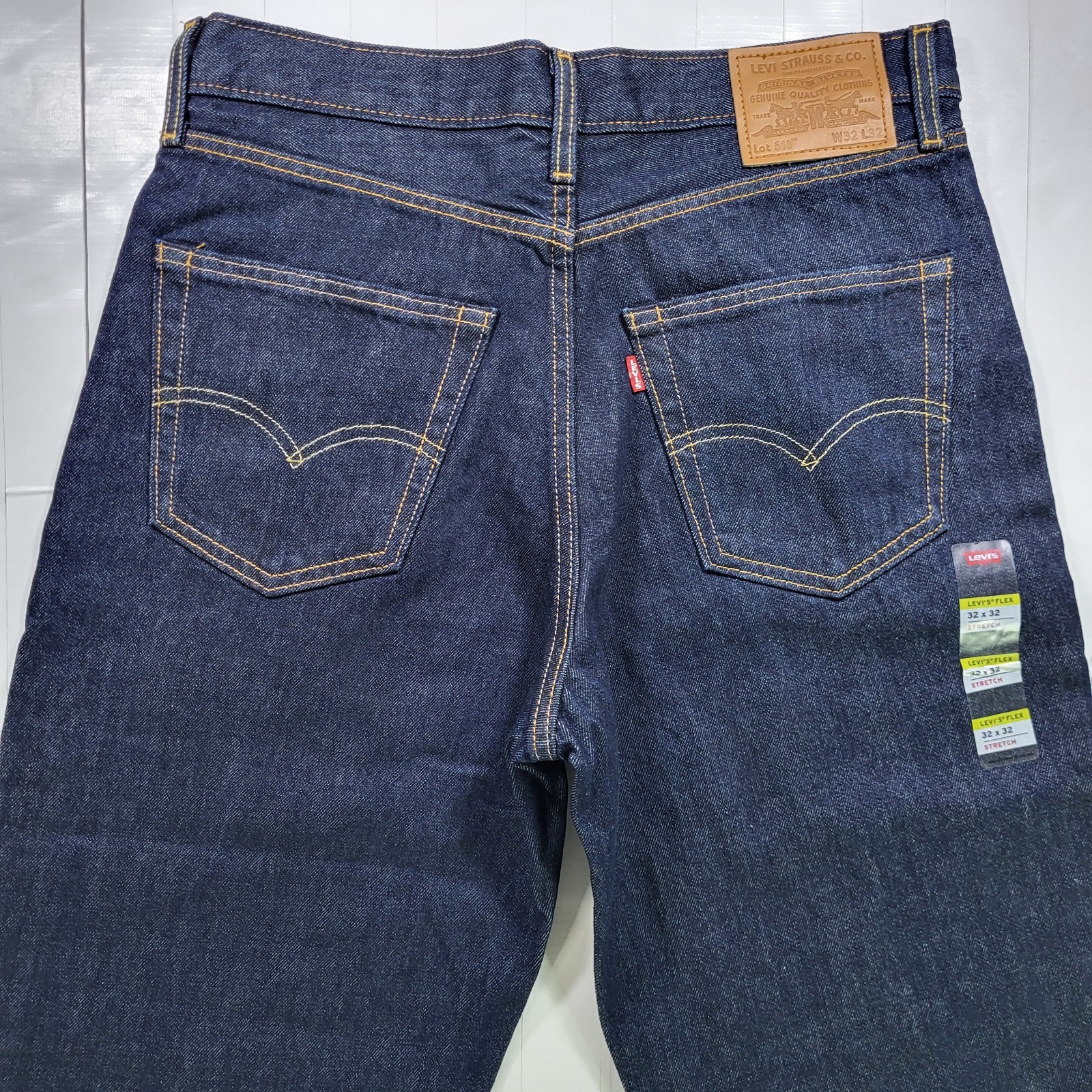 Levis Premium 568 Loose Straight Jeans 32×32 Mens New With Tags Dark Navy Flex
