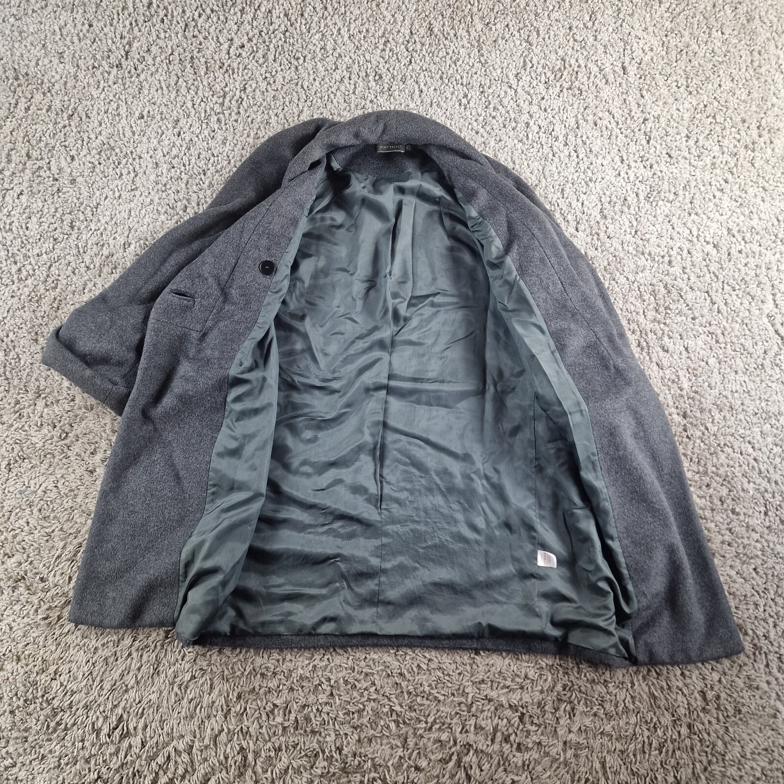 Mint Velvet Coat Womens 12 Grey Wool Jacket Warm Winter Long R17-13