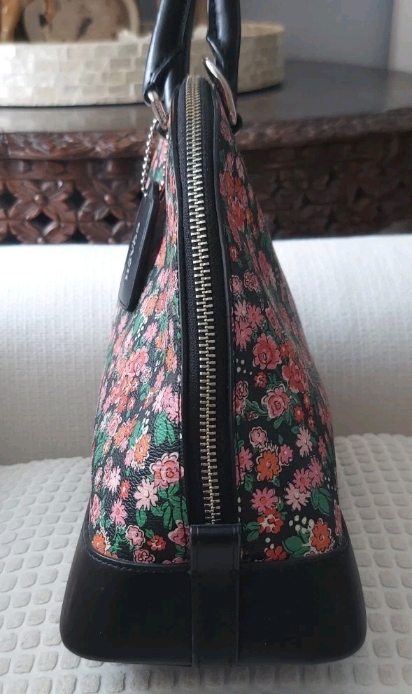 Coach Large Sierra Satchel Crossbody in Leather & Posey Cluster Print