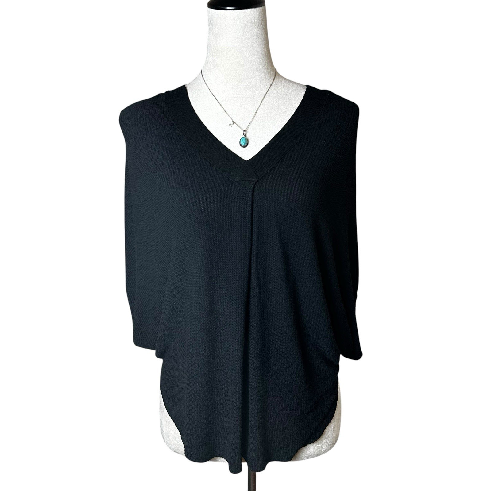 Kerisma Black Batwing Dolman Knit Pullover Top | Draped Relaxed Fit Minimalist