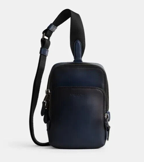 Coach Men’s Deep Blue Glovetanned Leather Gotham Sling Pack 13 (CM371) – NWT