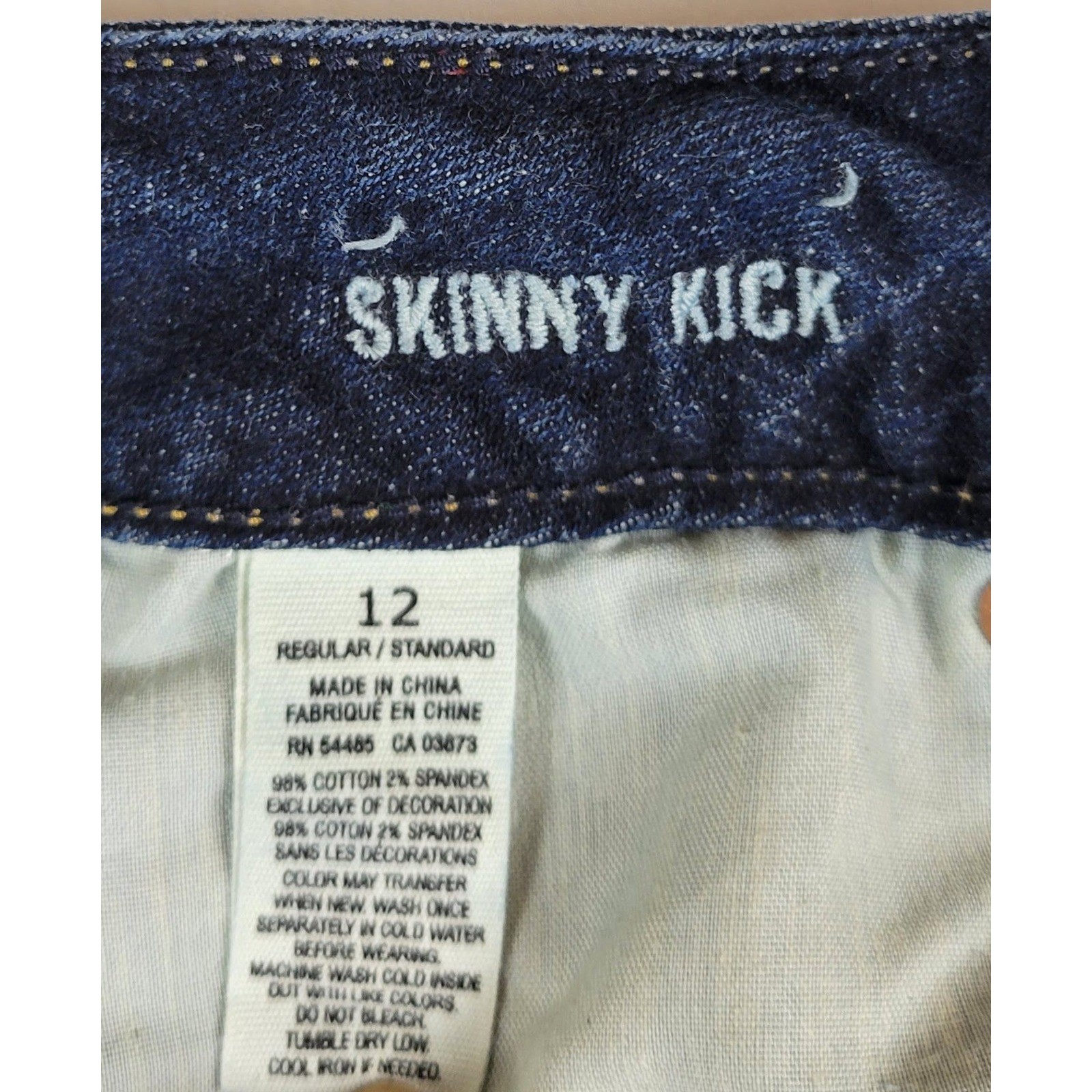 American Eagle Skinny Kick Jeans Womens 12 Reg Dark Wash Sequin Pocket Stretch