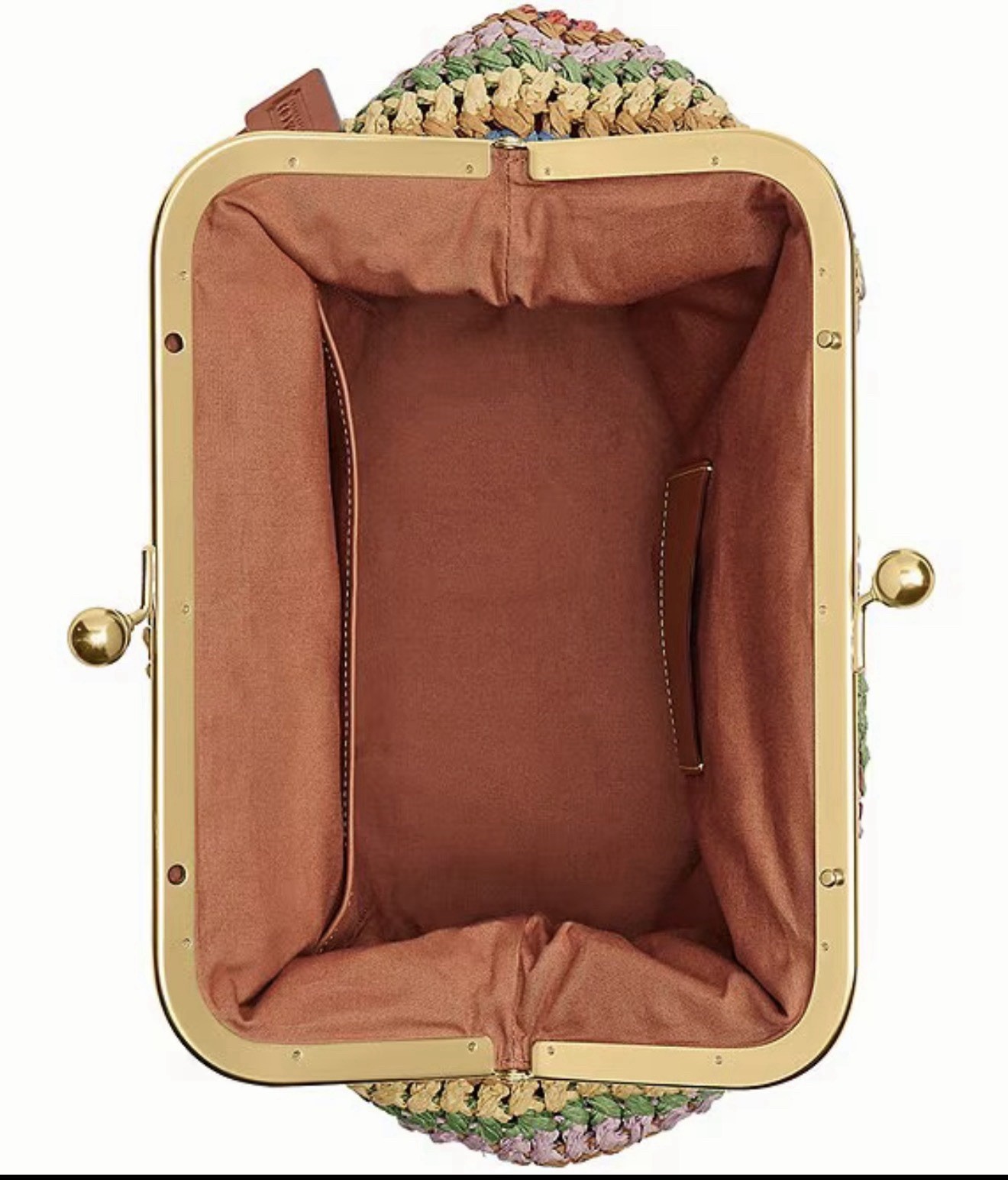 COACH Kisslock Frame Bag 27 Straw Brass Multi Color