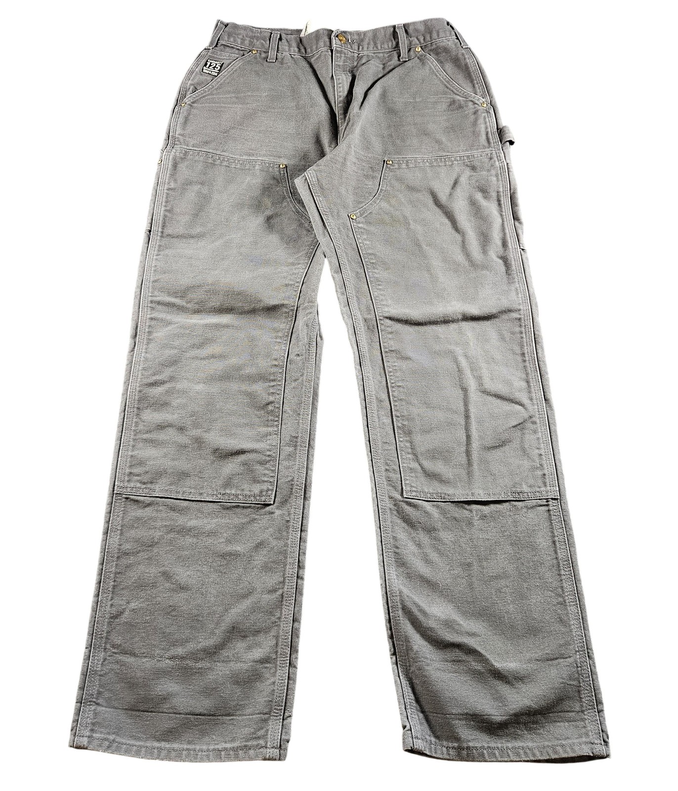 Carhartt Pants Mens 36×34 Gray Canvas Double Knee Carpenter B01 GVL Made USA