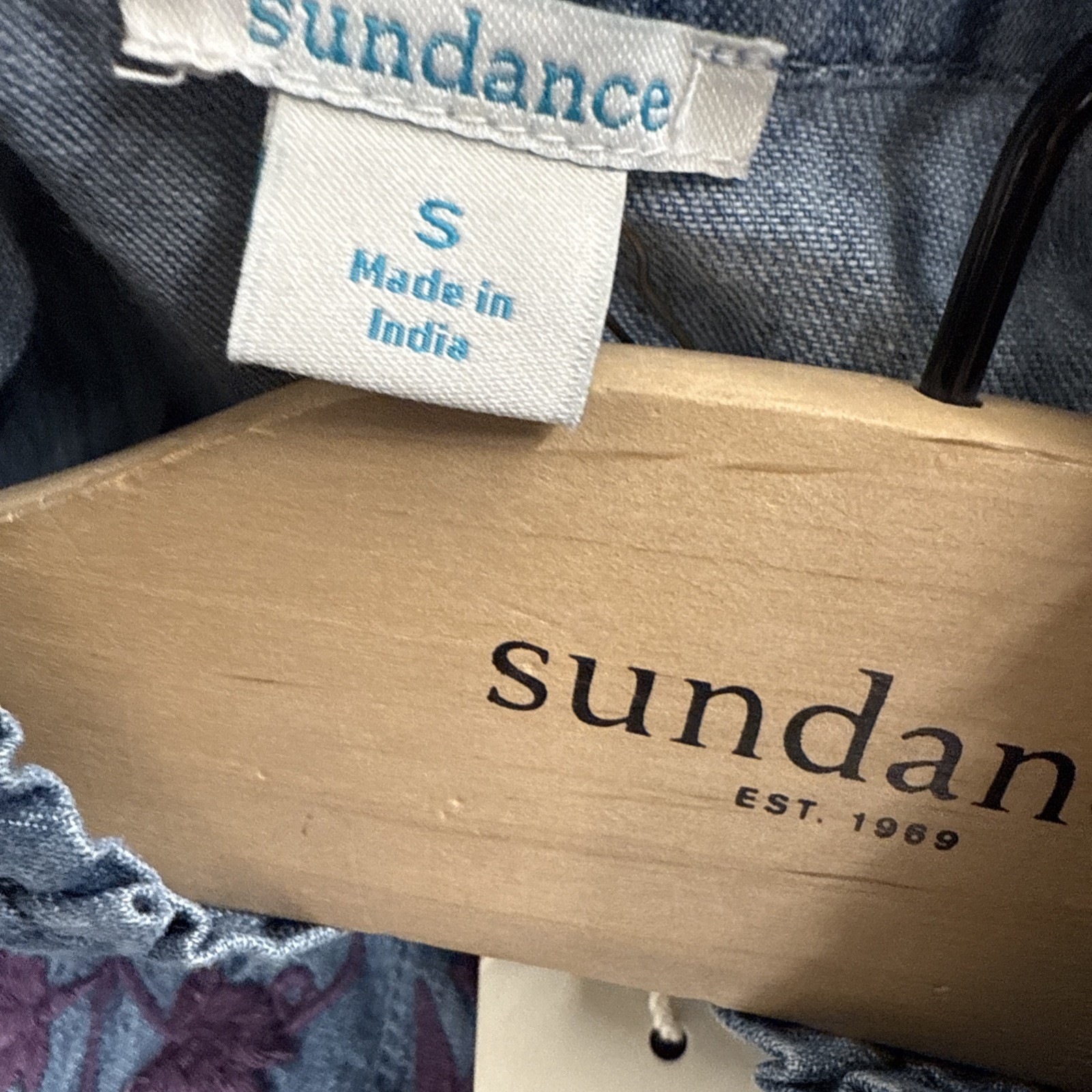 Sundance Catalog Jenny Mae Embroidered Denim Dress Belted Maxi Size S