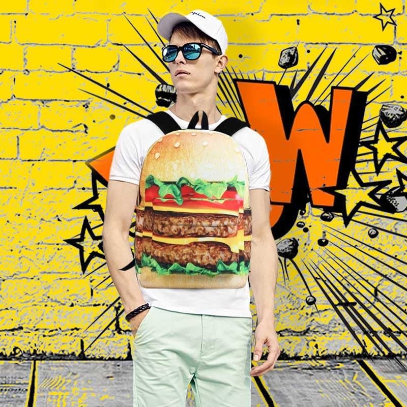 17.3 Inch School Backpack Middle School Kids Hamburger Laptop Book Bag