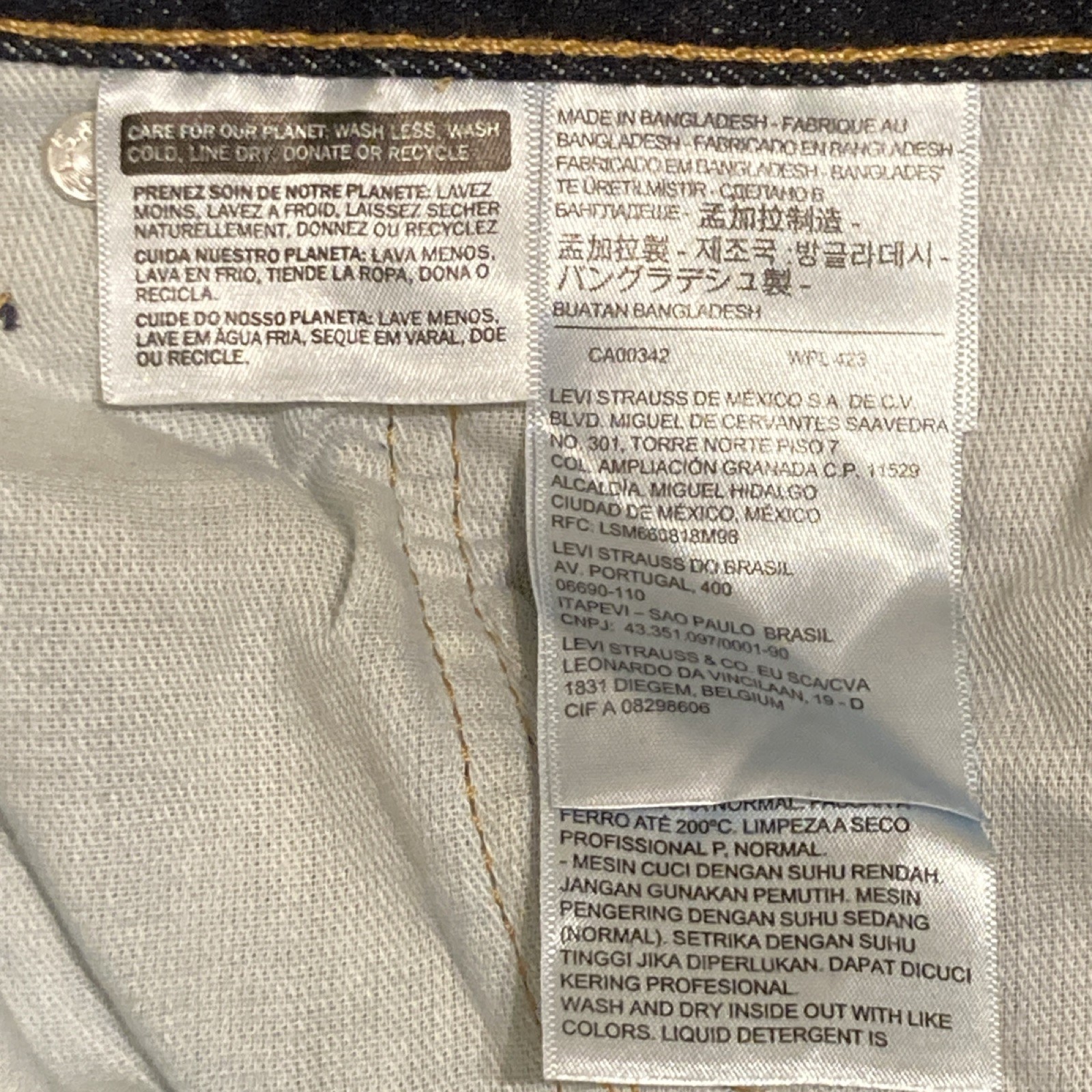 NWT Levi’s 505 Regular Fit Straight Leg Dark Wash Blue Denim Jeans, Cotton 38×32
