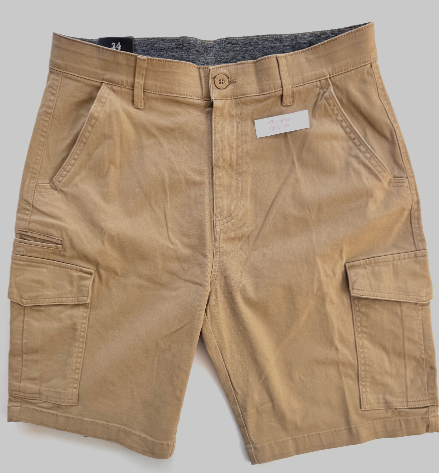 DENALI Men’s Stretch Cargo Shorts (SIZE 34) Flex Waist BOARDWALK TAN New $44 Tag