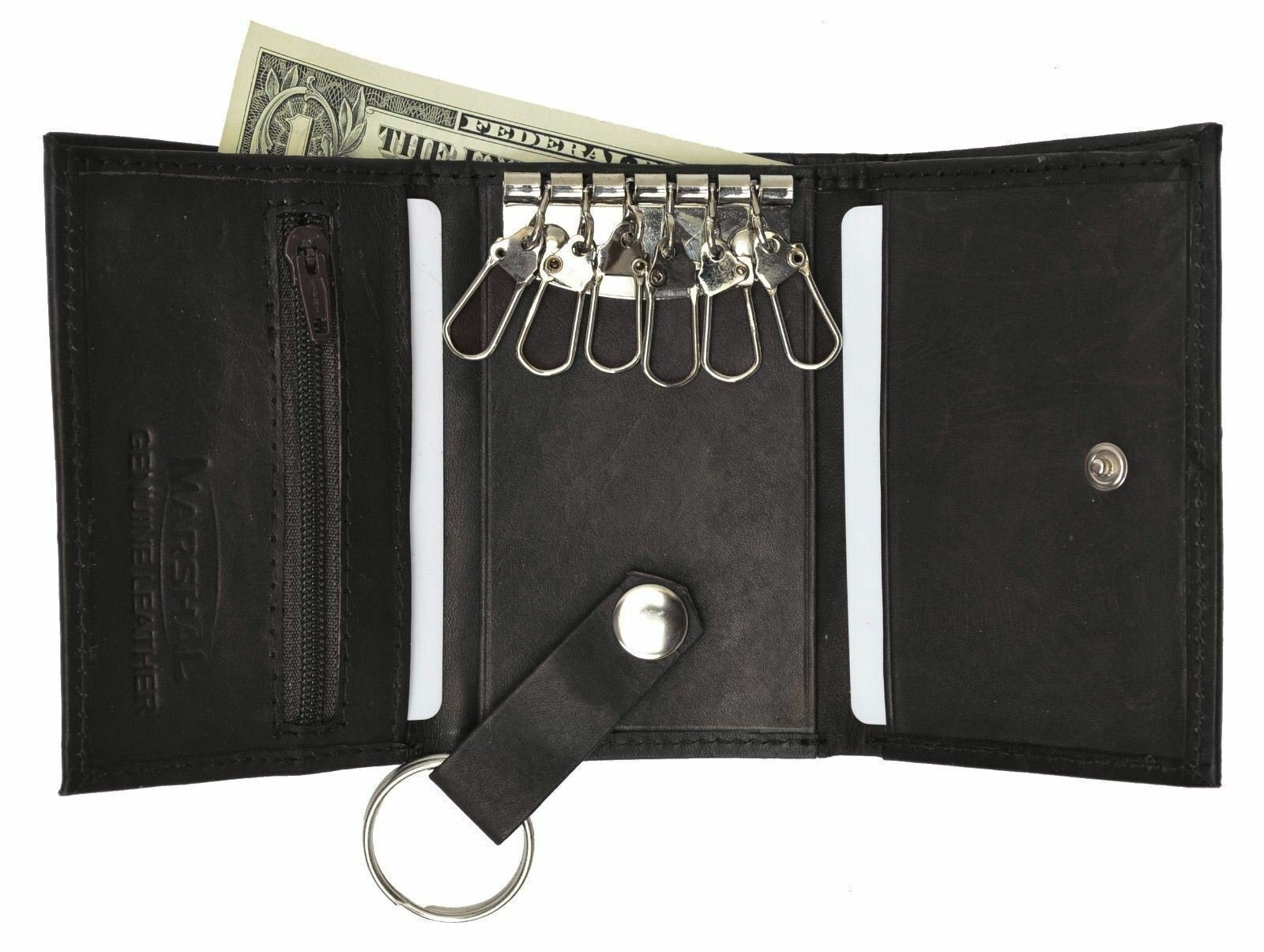 Genuine Leather Men’s Key Holder Accessory 6 Key Chain Wallet Case Many Colors
