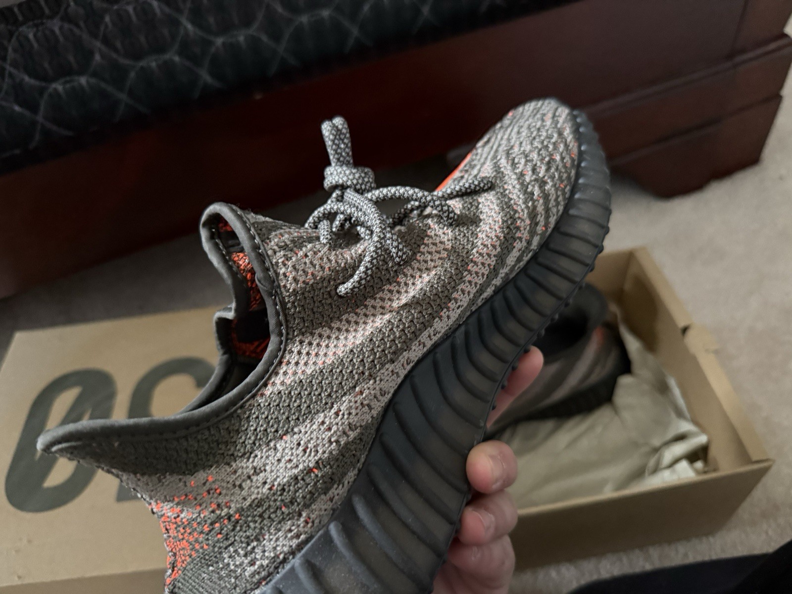 adidas Yeezy Boost 350 V2 Carbon Beluga Low Top HQ7045 Gray Orange Black