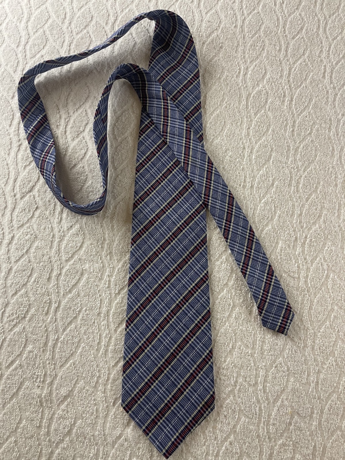 ARMANDO CARUSO BLUE-MULTI-COLOR SHADES OF BLUE MEN’S TIE CRISSCROSSING STRIPE