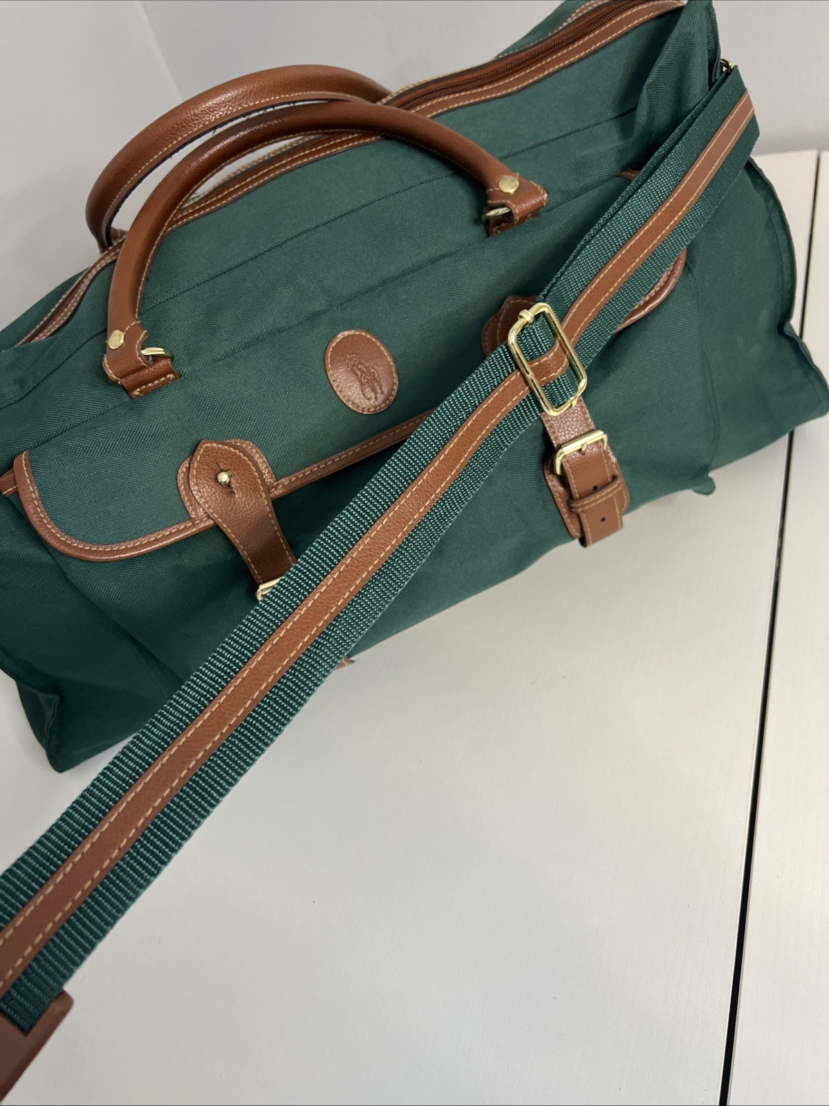 Vintage Ralph Lauren Weekender Duffle Bag 80’s-90’s Green Canvas Travel Tote