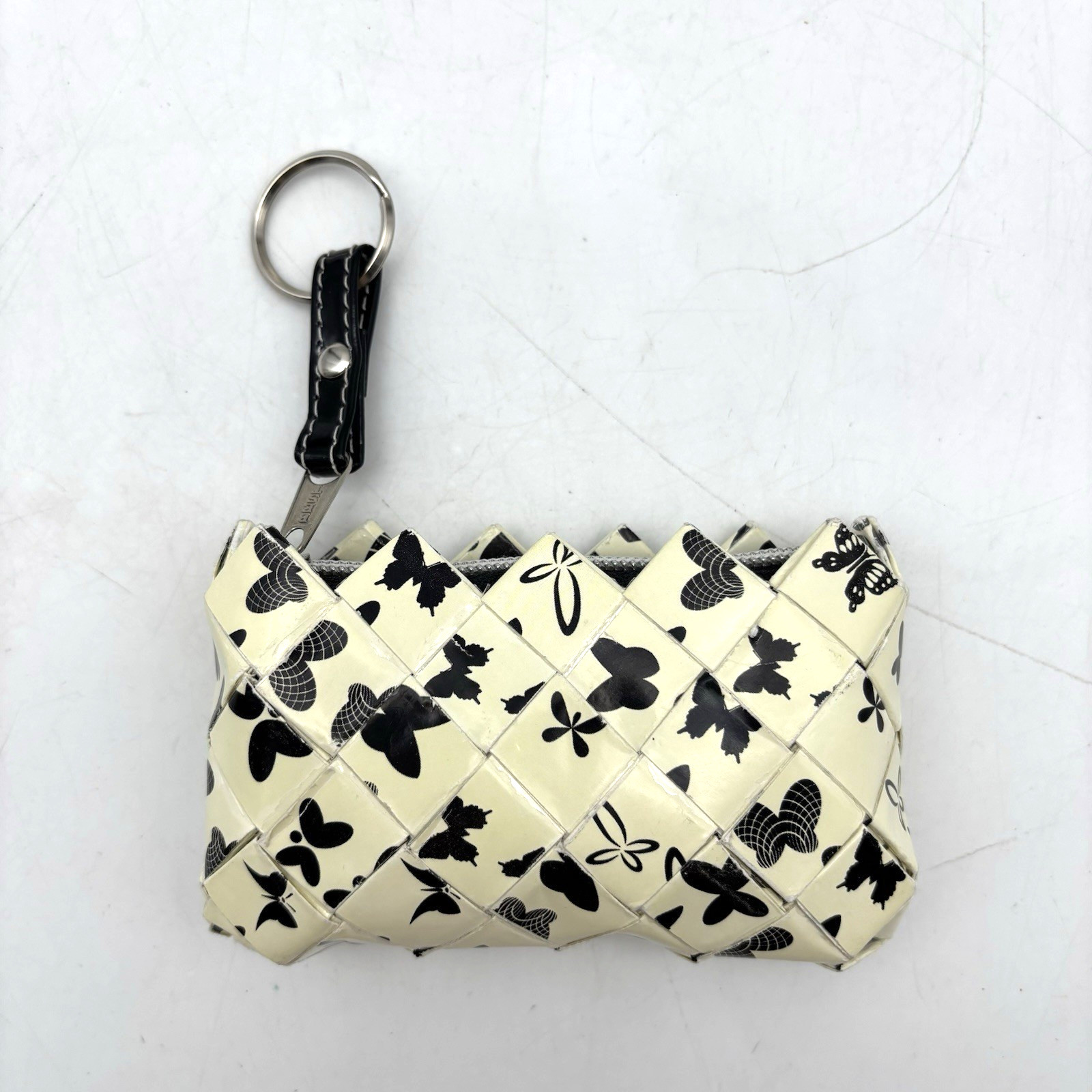 Vintage 90s Nauhi Ollin Butterfly Candy Wrapper Upcycled Micro Keychain Bag 4.5″