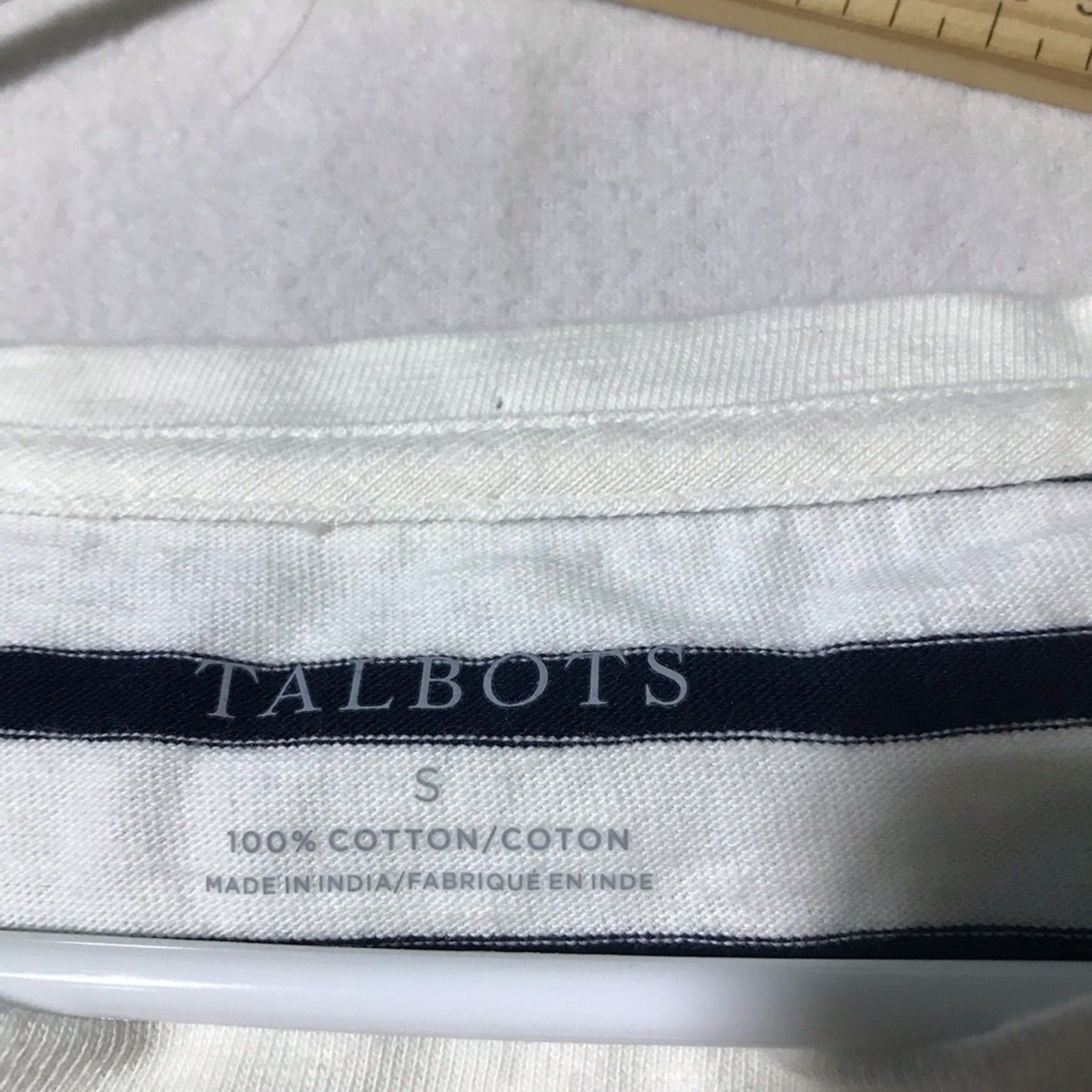 Talbots cotton long sleeve top nautical stripes embroidered penguin sequins S