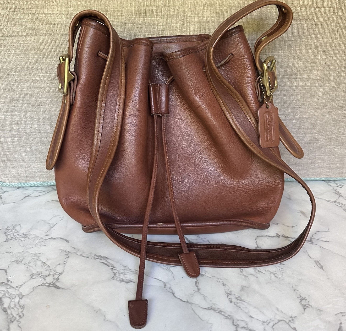 Vintage Coach 9952 Lula’s Legacy Bucket Bag Brown Leather Drawstring USA Purse