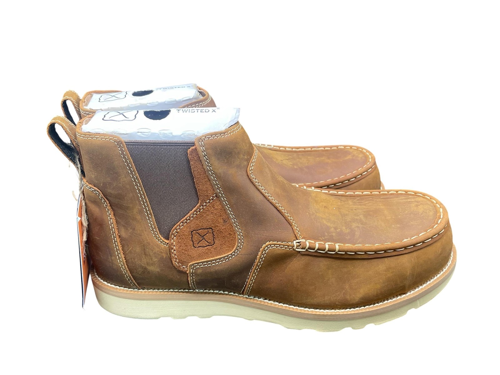 Twisted X Men Work Chelsea Boot MCAN001 4″ Sole Boot Oiled Saddle Size 12 M