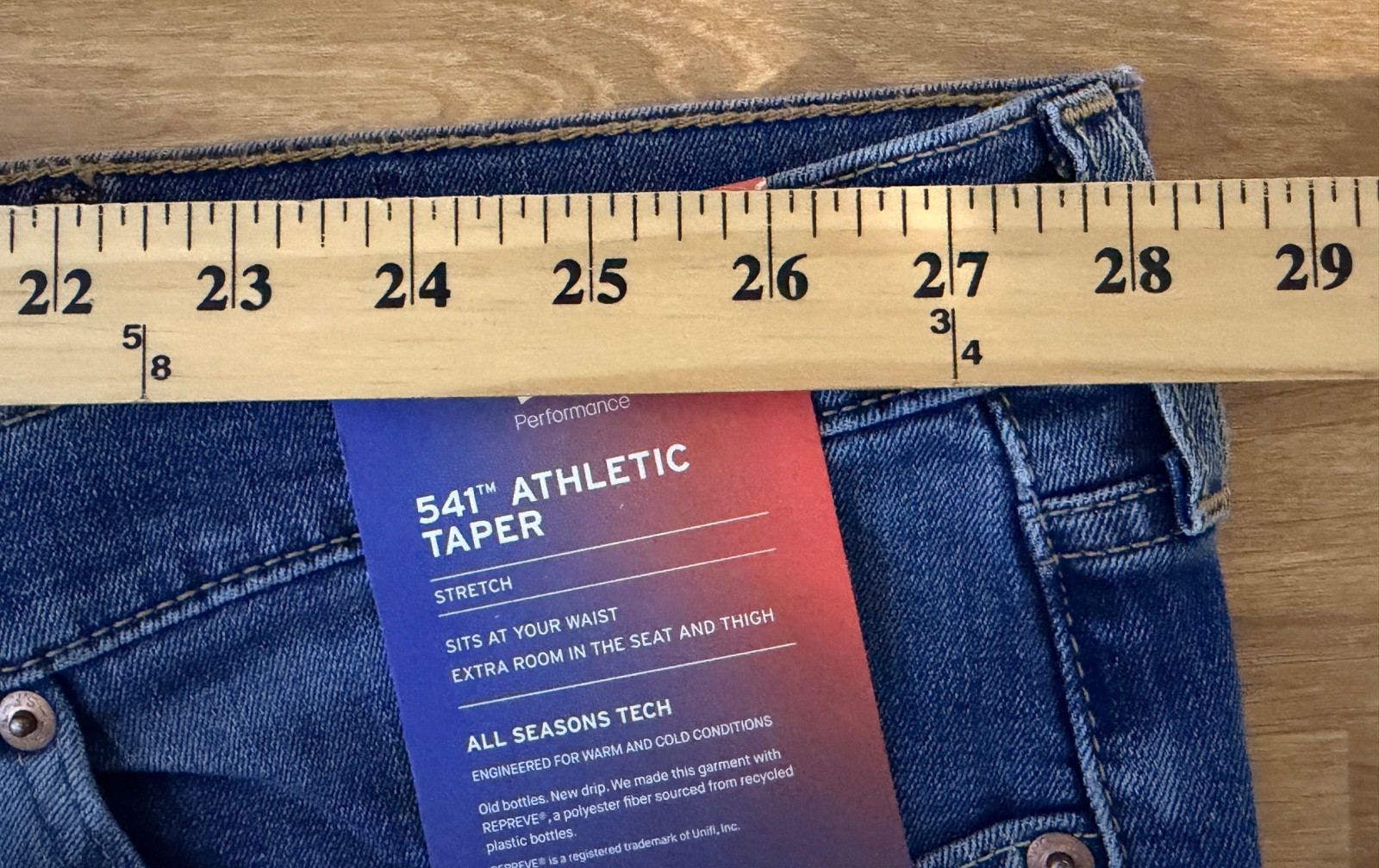 Levis 541 Jeans Men 56×30 B&T Blue Denim Stretch Athletic Fit Tapered Leg 28 NWT