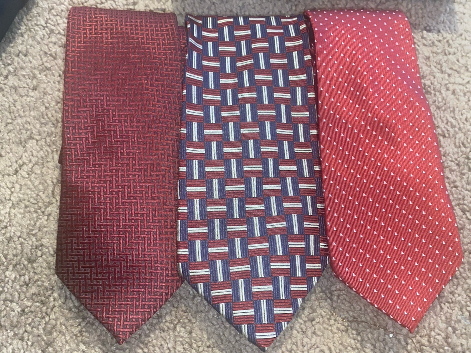 WeiShang Paul Fredrick Red White Blue Men’s Necktie Lot Patriotic USA Silk