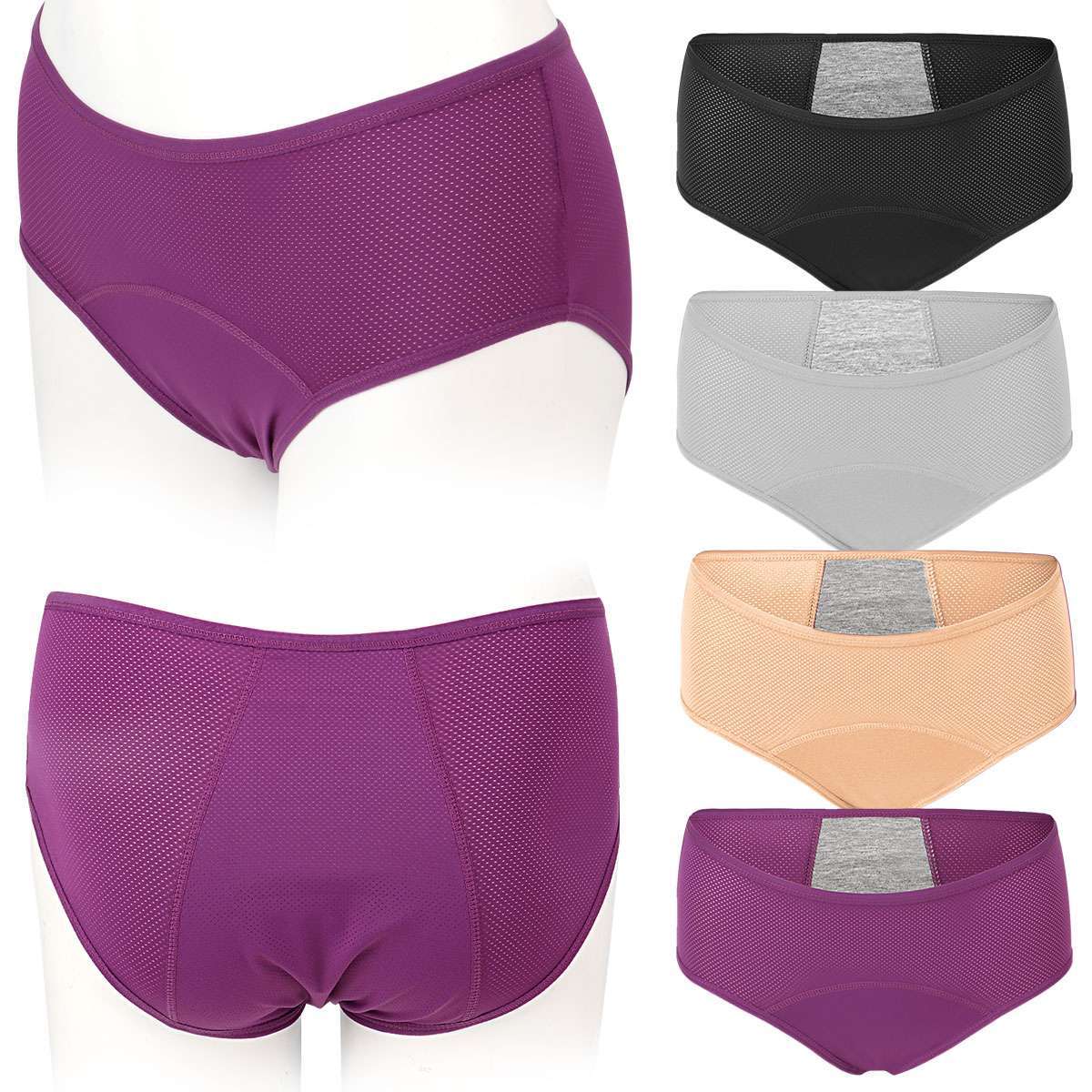 4 Pack Menstrual Period Underwear Girls Leak Proof Pull on Ladies Panties Briefs