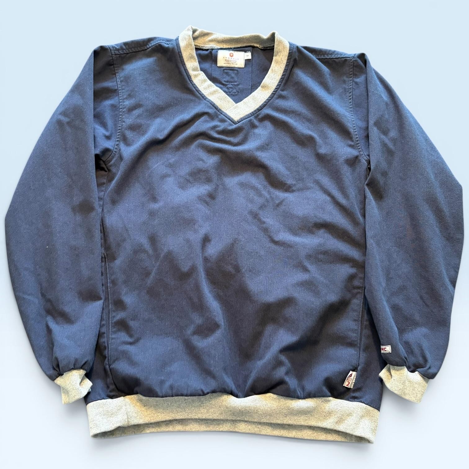 Tyndale Sweatshirt Mens Small Blue V Neck Flame Resistant FR Workwear Pullover