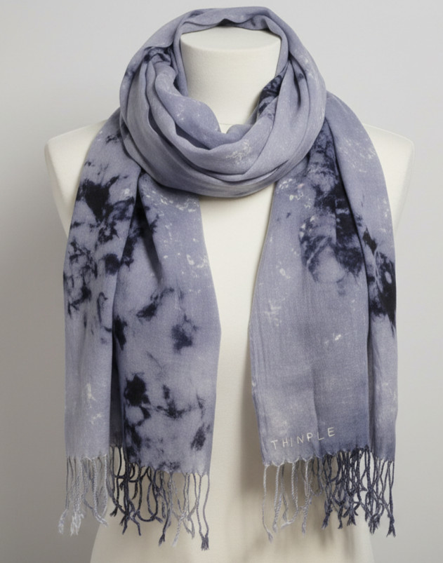 NWT THINPLE Purple & Black Soft Dye Cashmere Silk Women’s Scarf Italy 40″x84″