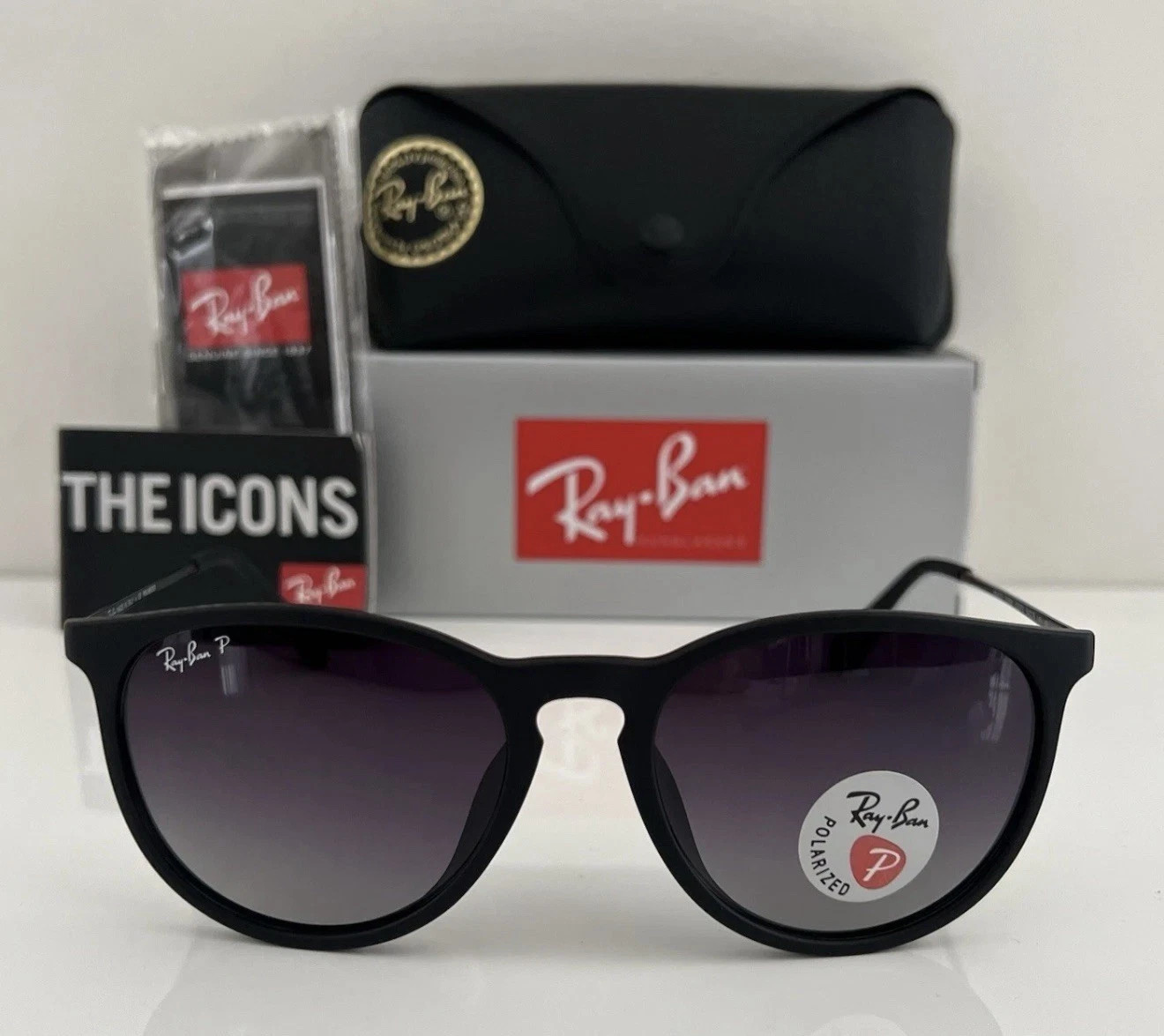 Ray-Ban RB4171 Erika Matte Black Grey 54mm Polarized Gradient Women’s Sunglasses