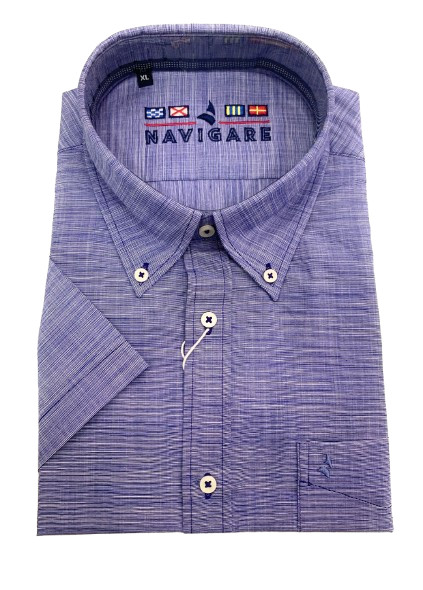 NI3111 NAVIGATE FLAMED COTTON SHIRT BUTTON-DOWN HALF SLEEVE SOLID COLOR