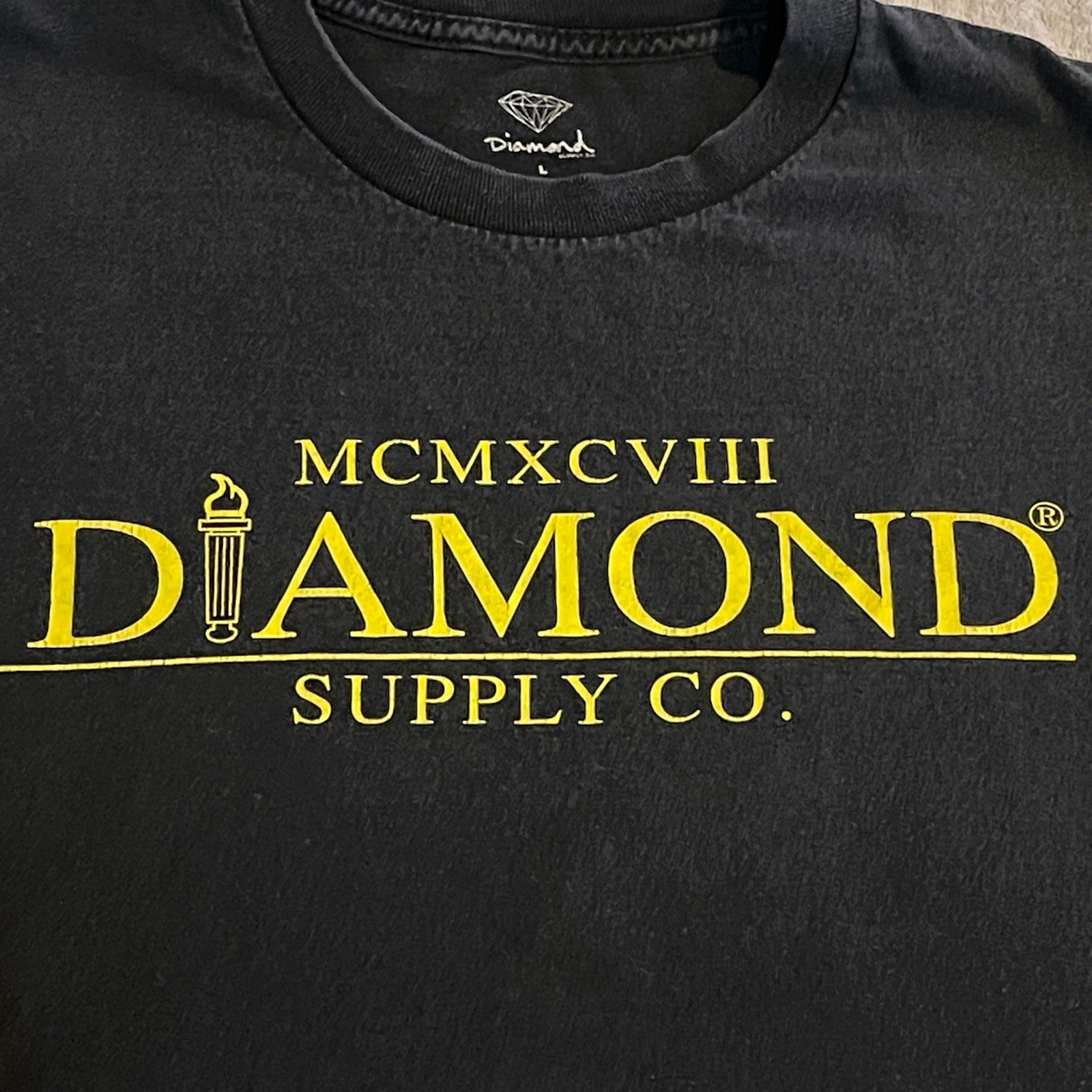 Diamond Supply Co T-Shirt Large Men Black MCMXCVIII Graphic Skate Streetwear Gym