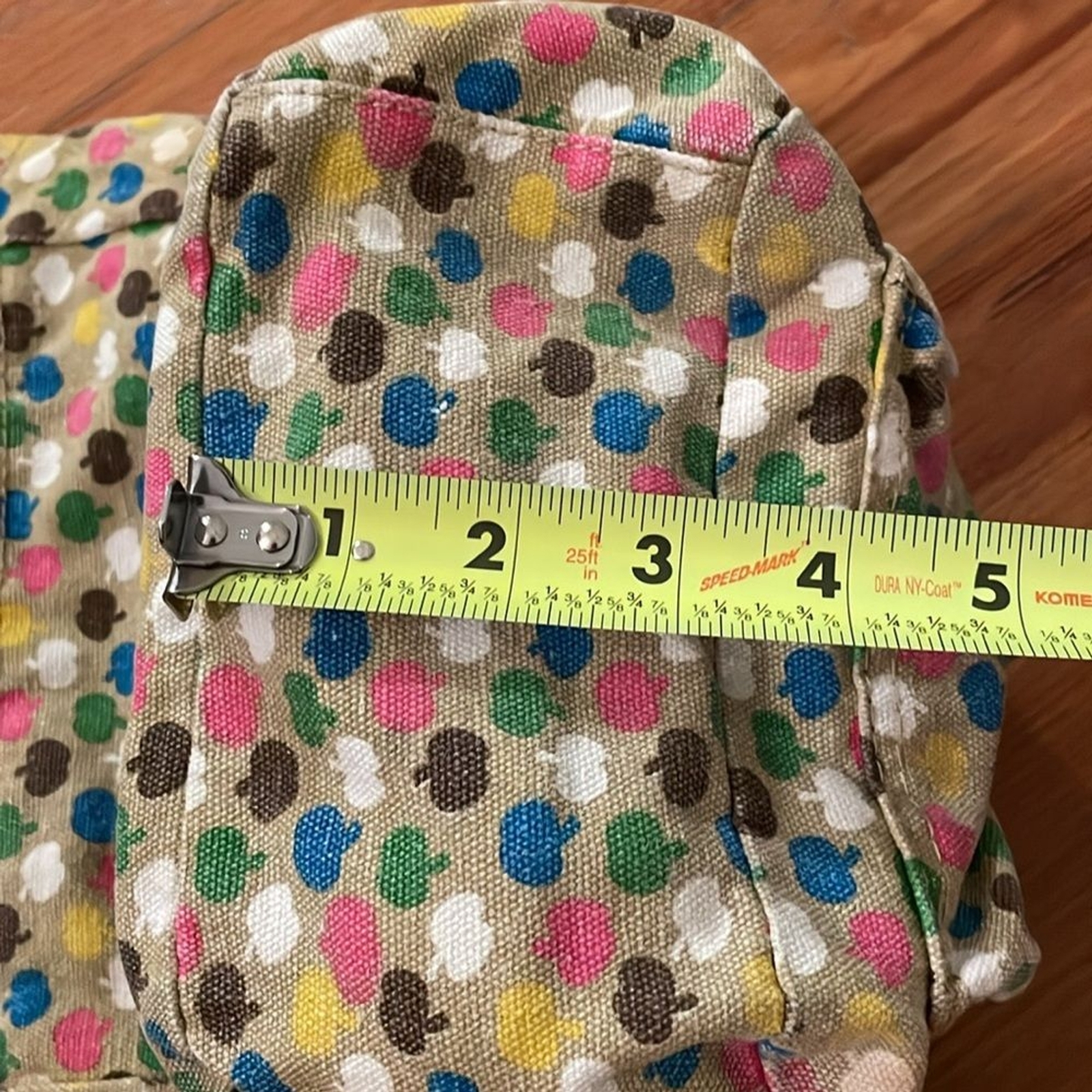 Kavu Canvas Tan Apple Print Shoulder Bag Tote 7x10x3 in