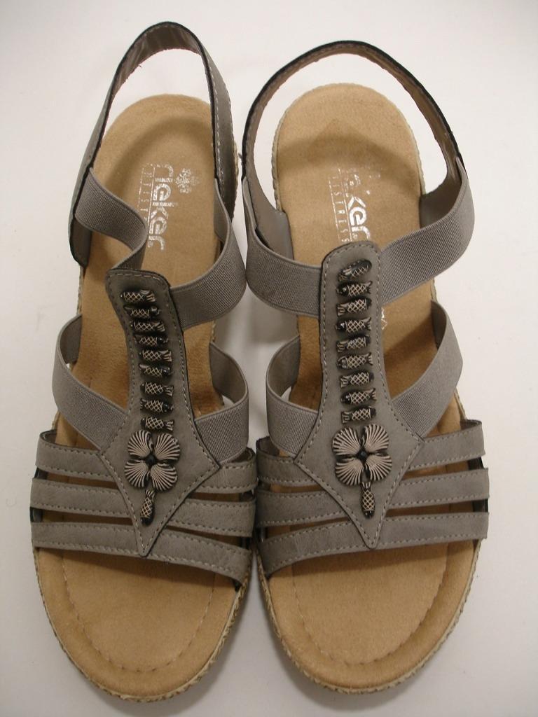 Women’s 9.5 sz 41 Rieker Slingback Sandals 66506 Gray Beaded Elasticated Stretch