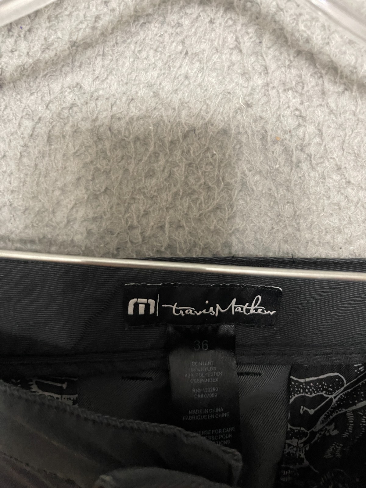 Travis Mathew Mens Chino Pants Golf Size 36 Black Adult Nylon Polyester
