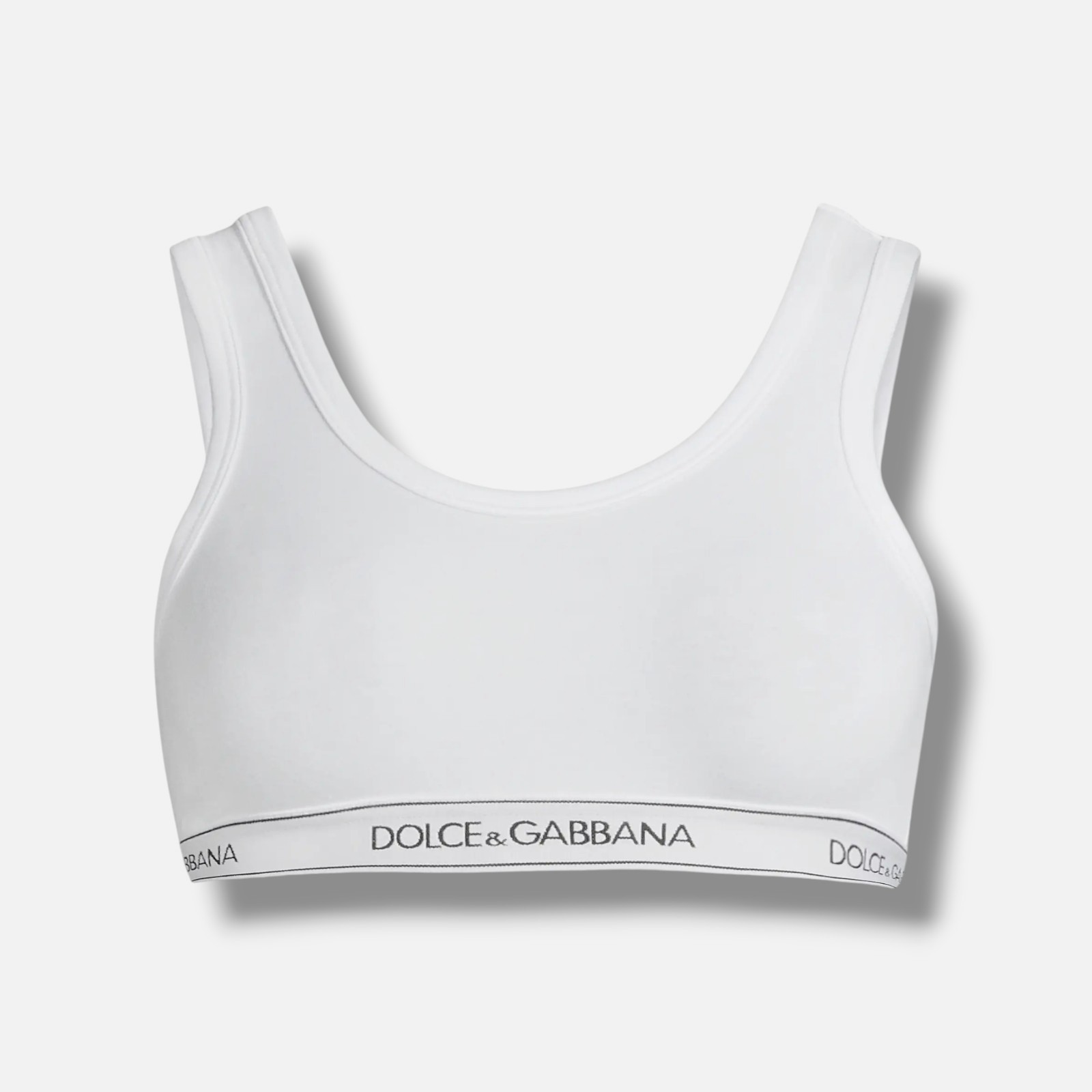 Dolce & Gabbana Women’s White Logo Band Scoop Neck Sleeveless Sports Bra Size 3