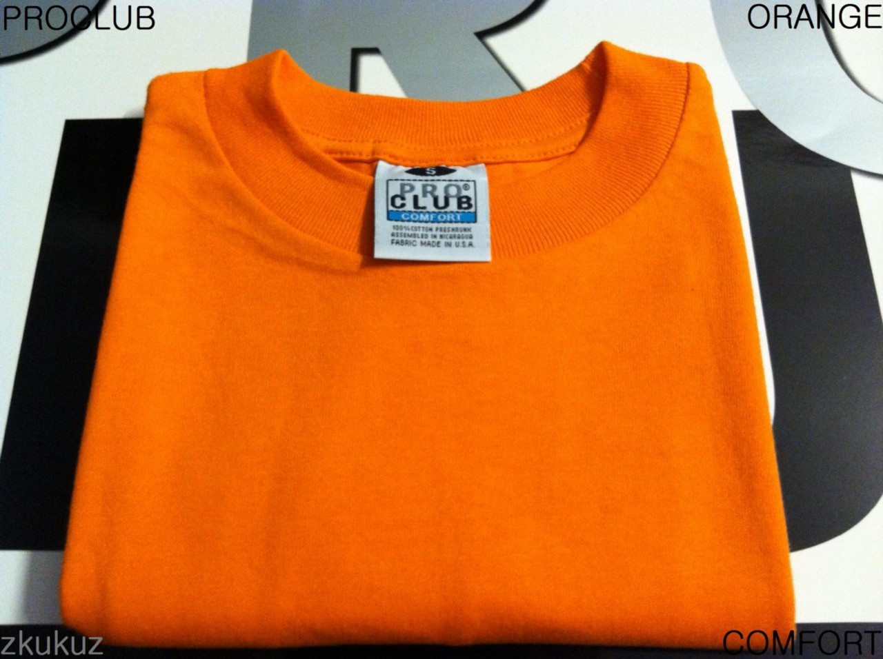 2 NEW PROCLUB COMFORT PLAIN T-SHIRT BLANK ORANGE TEE PRO CLUB S-3XL 2PC