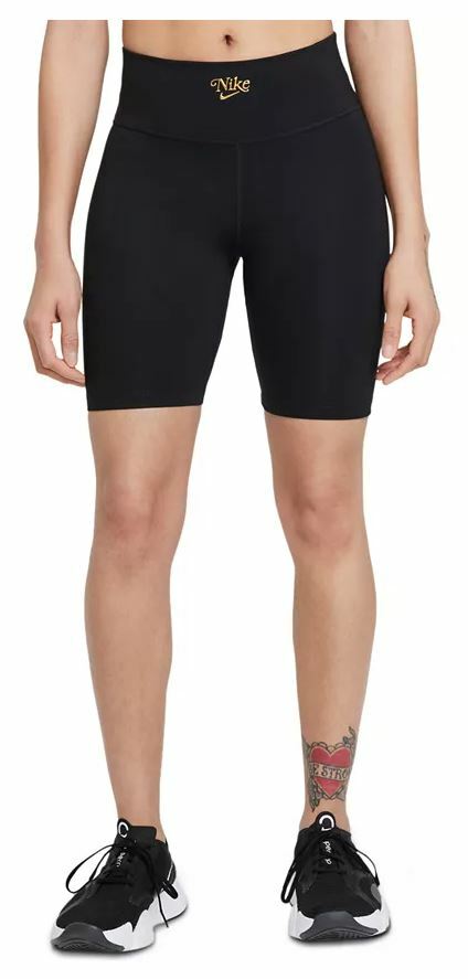 Nike Plus-Size Femme Bike Shorts, Color: Black/Metallic Grid, Size: 1X – 2X – 3X