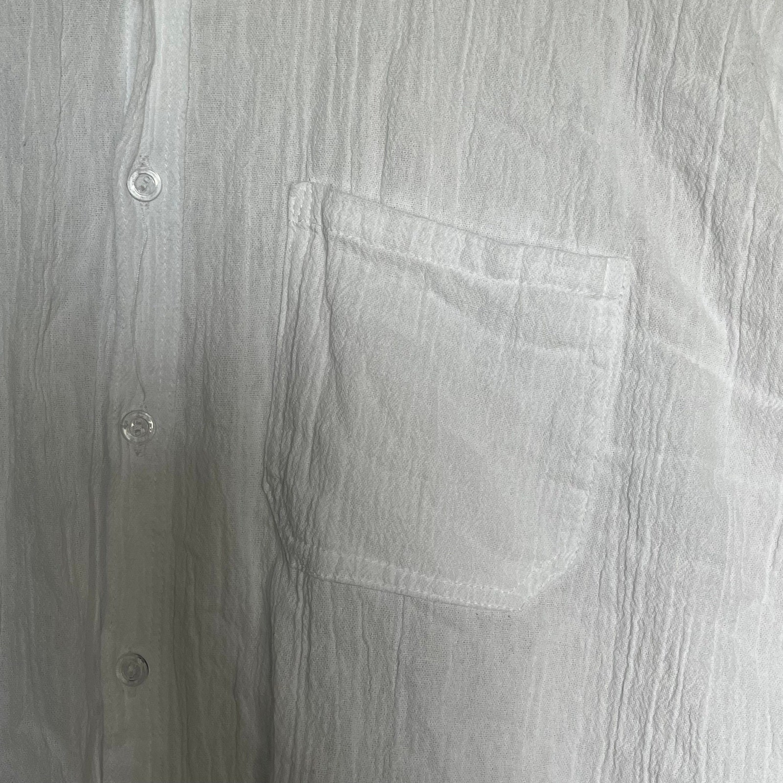 100% Cotton Gauze White Short Sleeve Button Down Top Women Large Coastal Resort