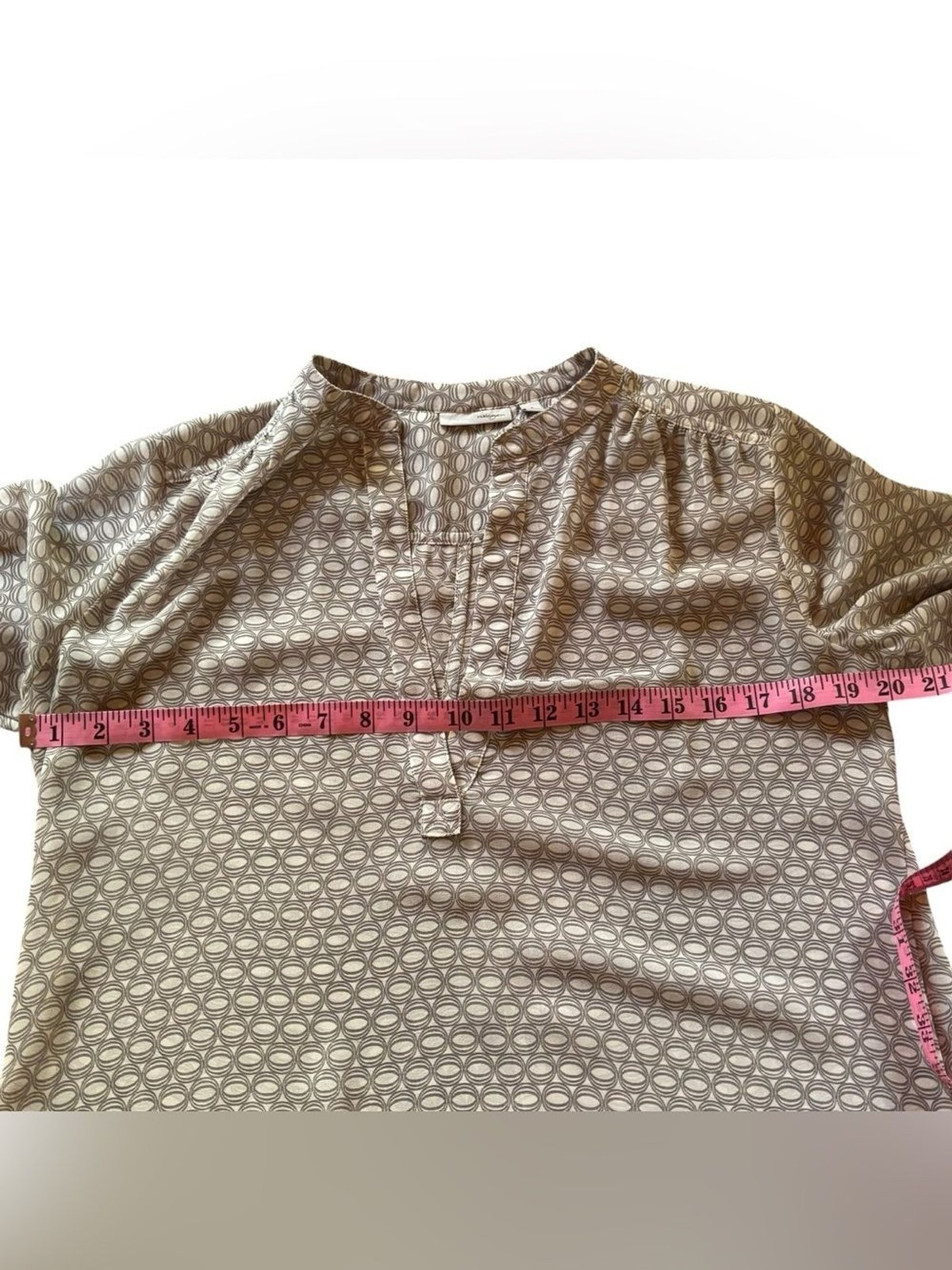 Halogen Sheer Geometric V-Neck Blouse Long Sleeve Office Lightweight Layering